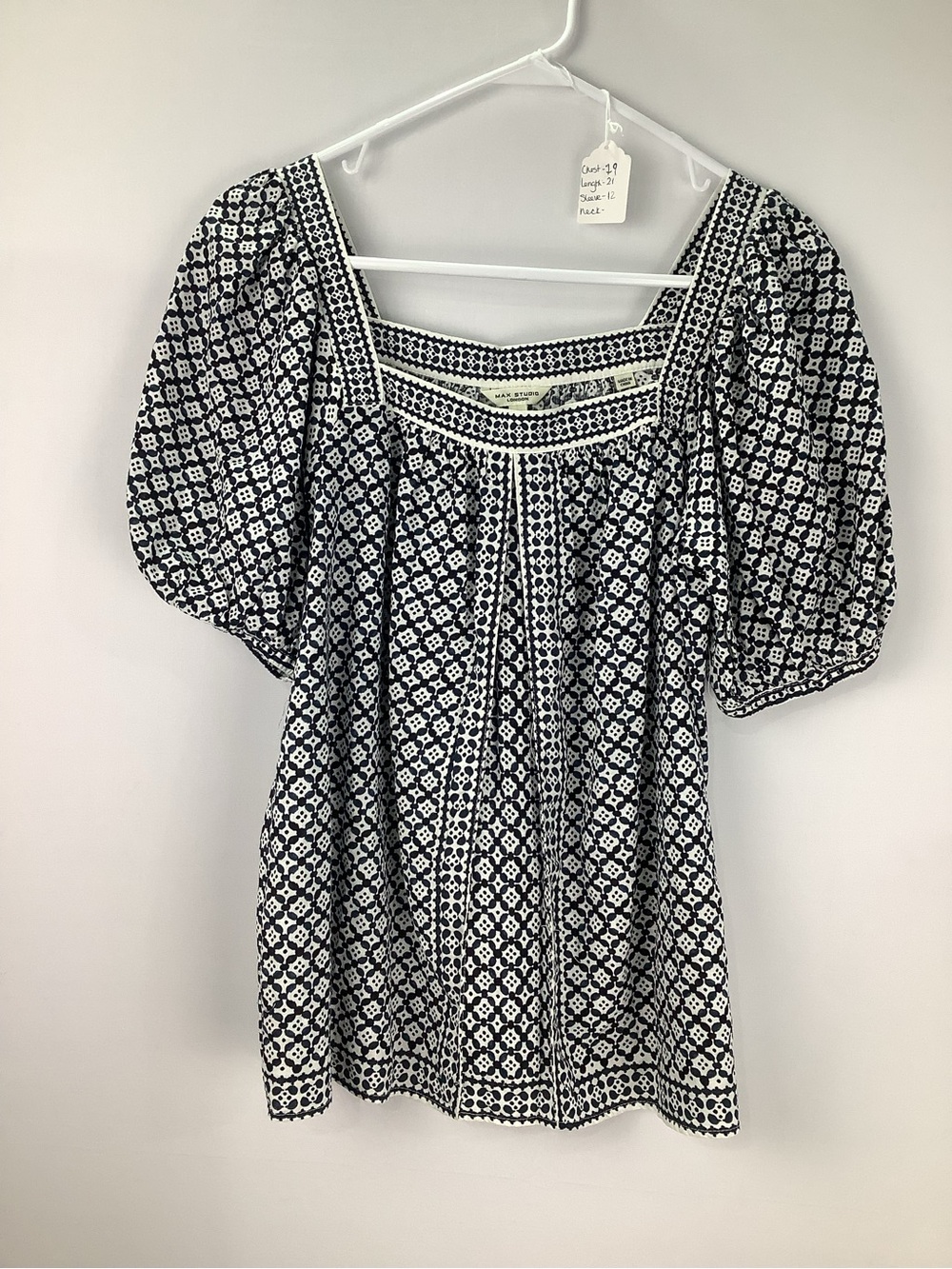 Max Studio Flowy Boho Square-Neck Peasant Top womens size S